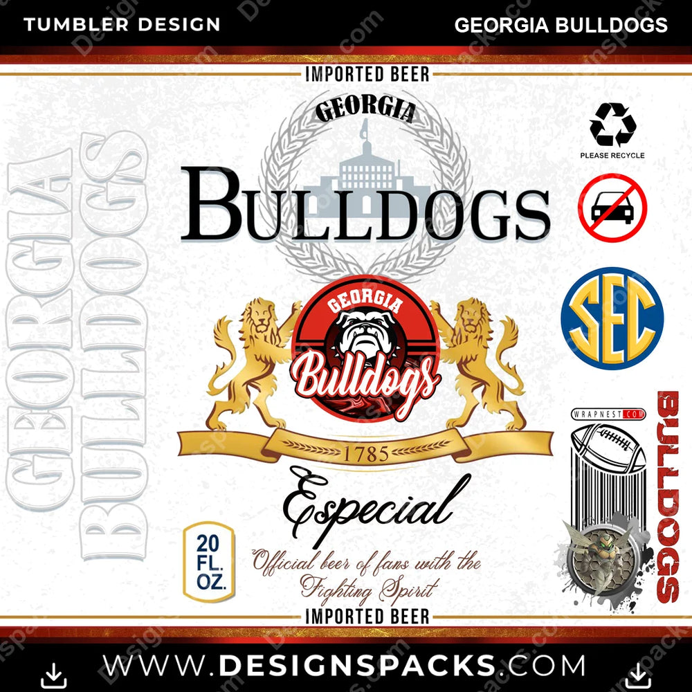 College Sport Modelo Georgia Bulldogs NCAA College Sport Tumbler Digital Wrap Design Download
