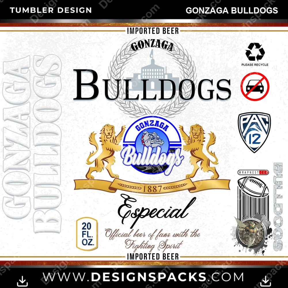 College Sport Modelo Gonzaga Bulldogs NCAA College Sport Tumbler Digital Wrap Design Download