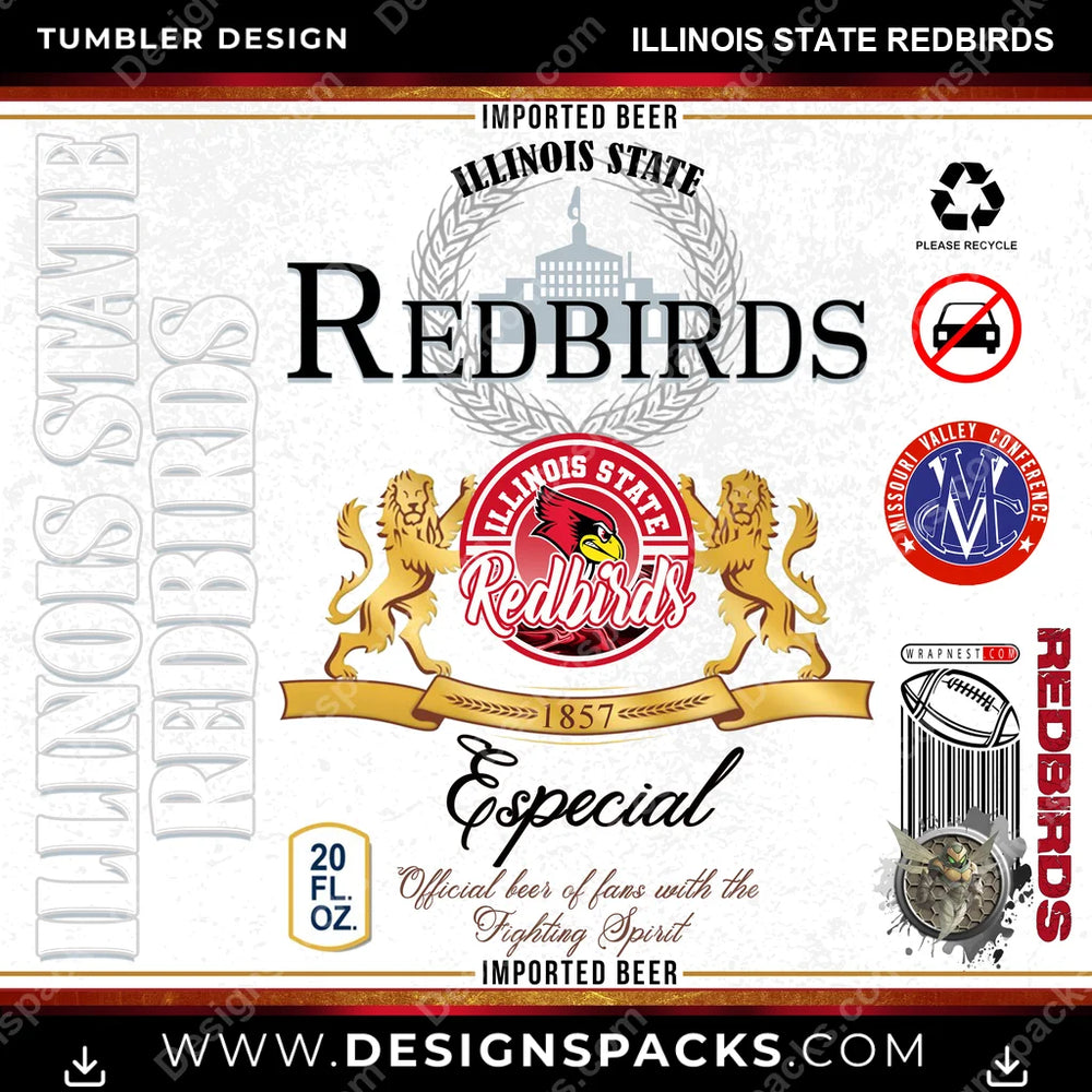 College Sport Modelo Illinois State Redbirds NCAA College Sport Tumbler Digital Wrap Design Download