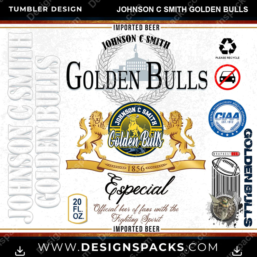 College Sport Modelo Johnson C Smith Golden Bulls NCAA College Sport Tumbler Digital Wrap Design Download
