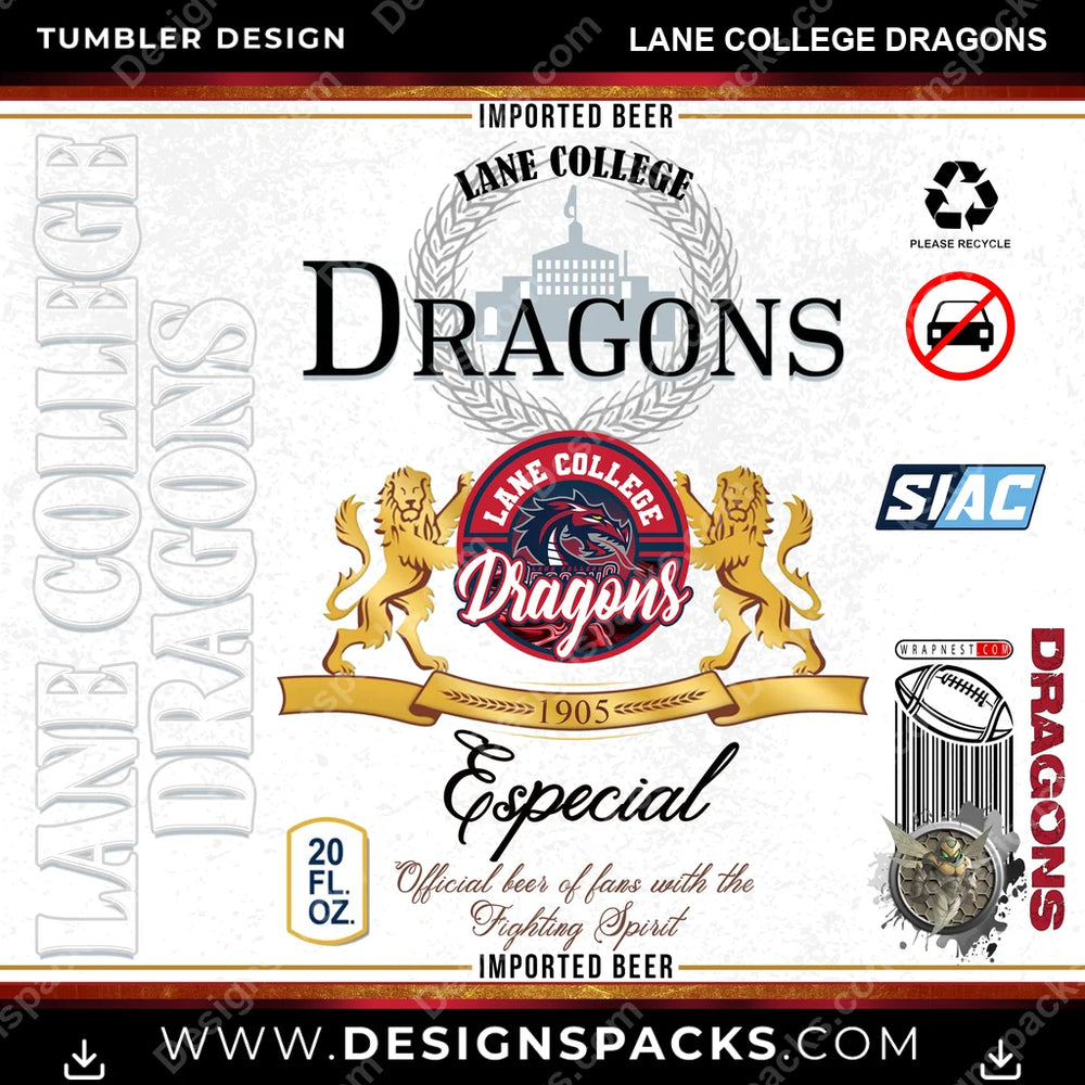 College Sport Modelo Lane College Dragons NCAA College Sport Tumbler Digital Wrap Design Download