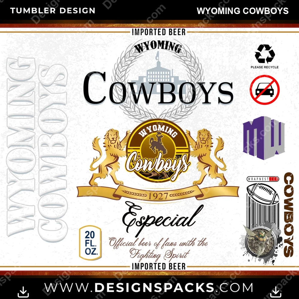 College Sport Modelo Wyoming Cowboys NCAA College Sport Tumbler Digital Wrap Design Download
