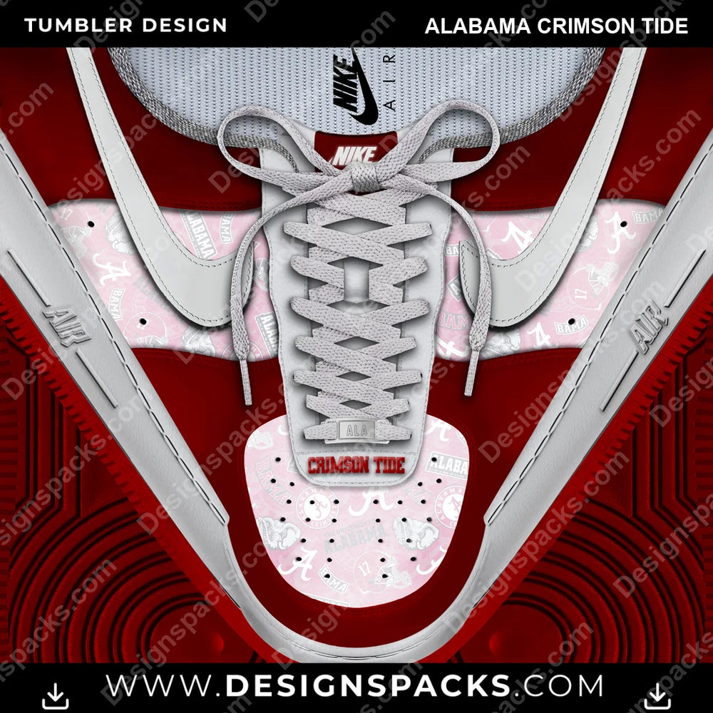 College Sport Nike AF1 Laces Alabama Crimson Tide NCAA College Sport Tumbler Digital Wrap Design Download