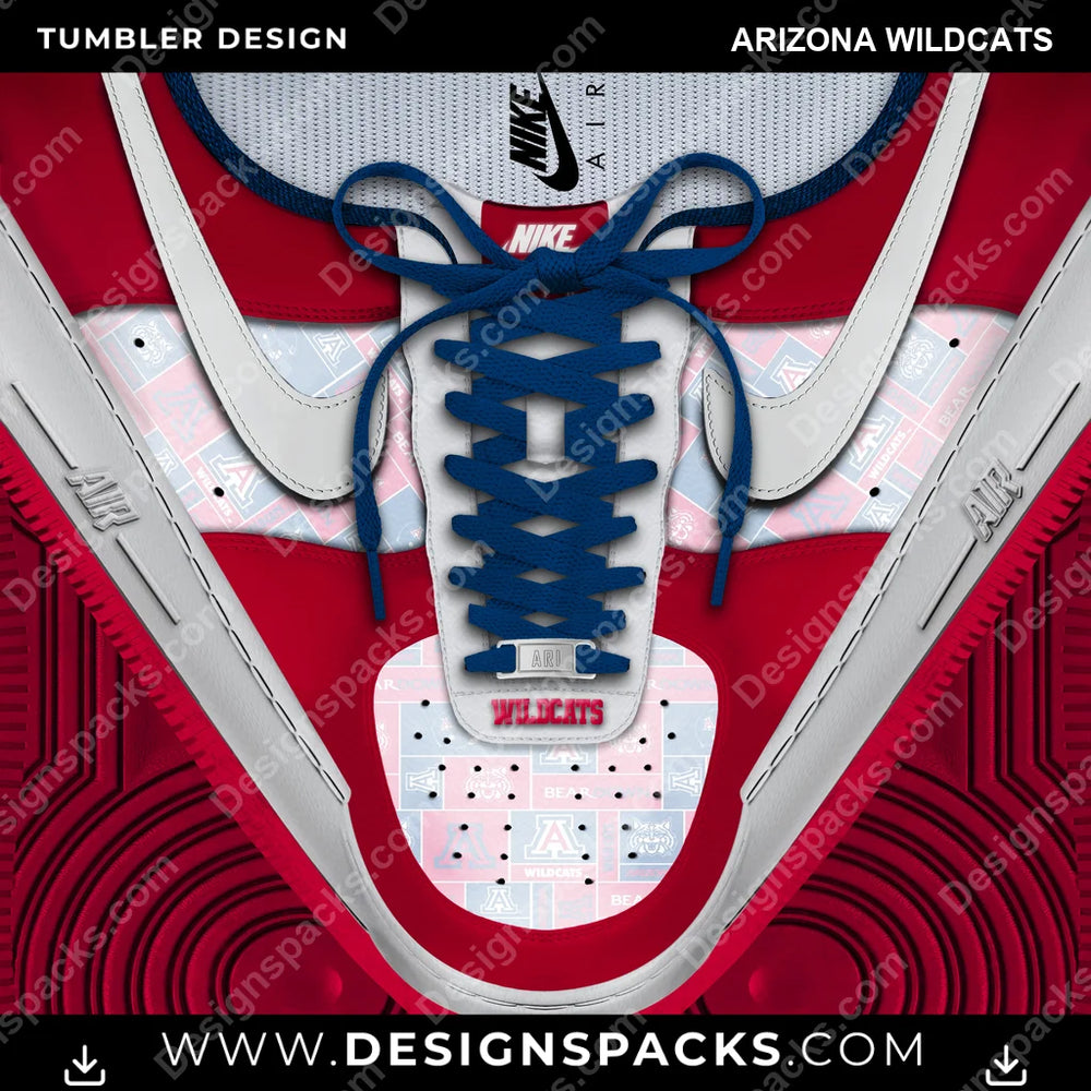 College Sport Nike AF1 Laces Arizona Wildcats NCAA College Sport Tumbler Digital Wrap Design Download