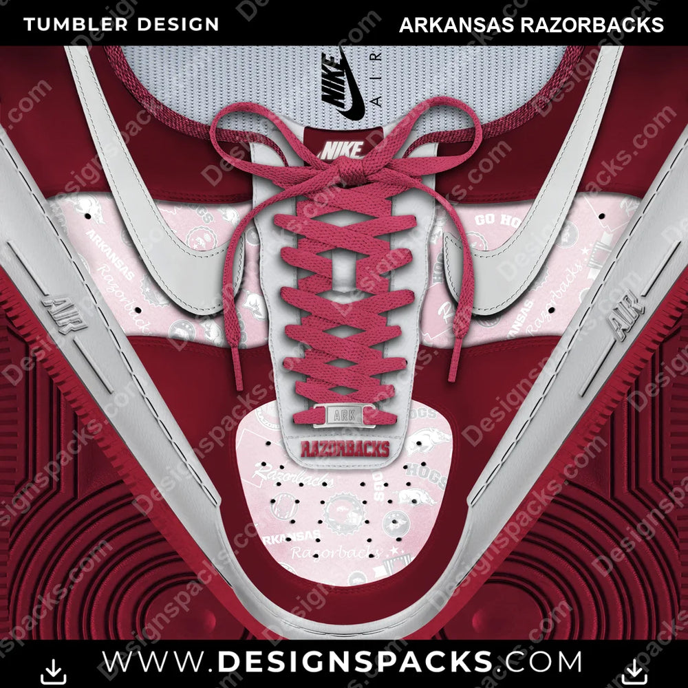 College Sport Nike AF1 Laces Arkansas Razorbacks NCAA College Sport Tumbler Digital Wrap Design Download