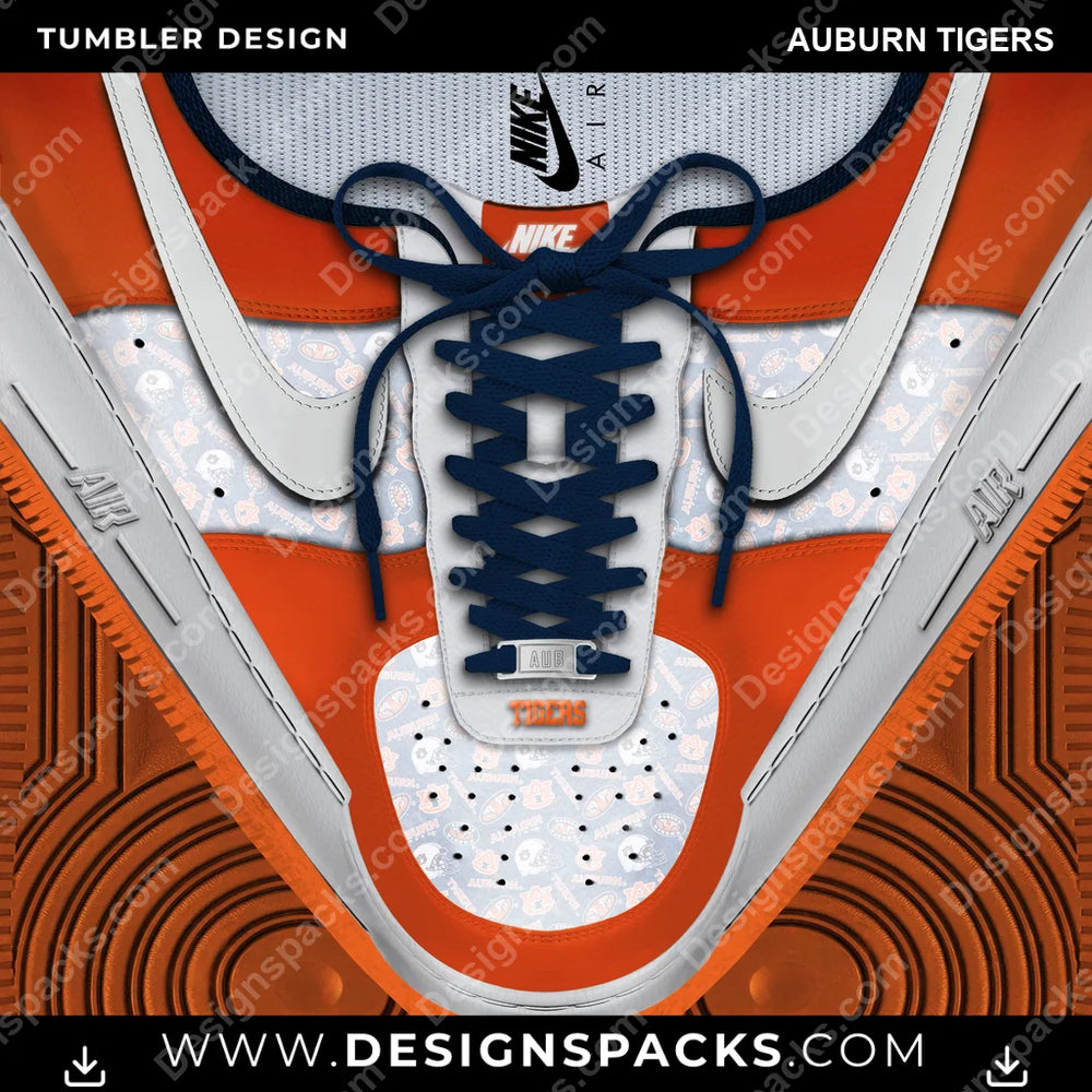 College Sport Nike AF1 Laces Auburn Tigers NCAA College Sport Tumbler Digital Wrap Design Download