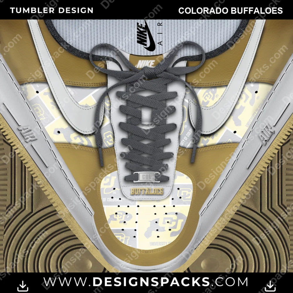 College Sport Nike AF1 Laces Colorado Buffaloes NCAA College Sport Tumbler Digital Wrap Design Download