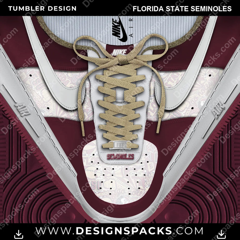 College Sport Nike AF1 Laces Florida State Seminoles NCAA College Sport Tumbler Digital Wrap Design Download