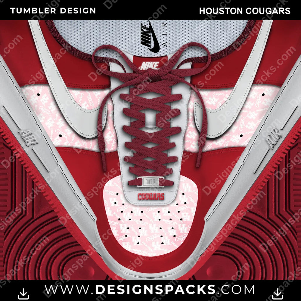 College Sport Nike AF1 Laces Houston Cougars NCAA College Sport Tumbler Digital Wrap Design Download
