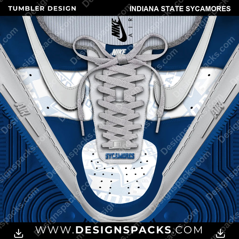 College Sport Nike AF1 Laces Indiana State Sycamores NCAA College Sport Tumbler Digital Wrap Design Download