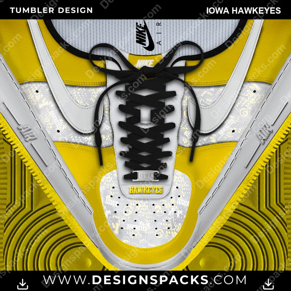 College Sport Nike AF1 Laces Iowa Hawkeyes NCAA College Sport Tumbler Digital Wrap Design Download