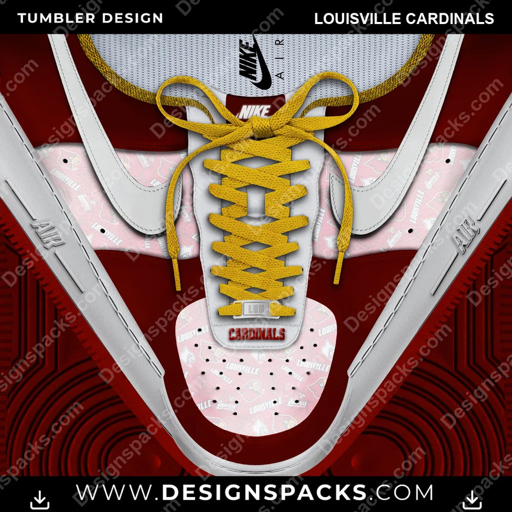 College Sport Nike AF1 Laces Louisville Cardinals NCAA College Sport Tumbler Digital Wrap Design Download