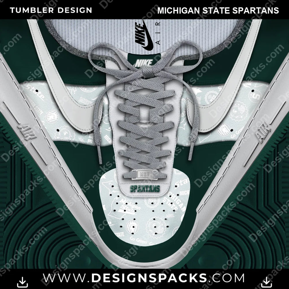 College Sport Nike AF1 Laces Michigan State Spartans NCAA College Sport Tumbler Digital Wrap Design Download