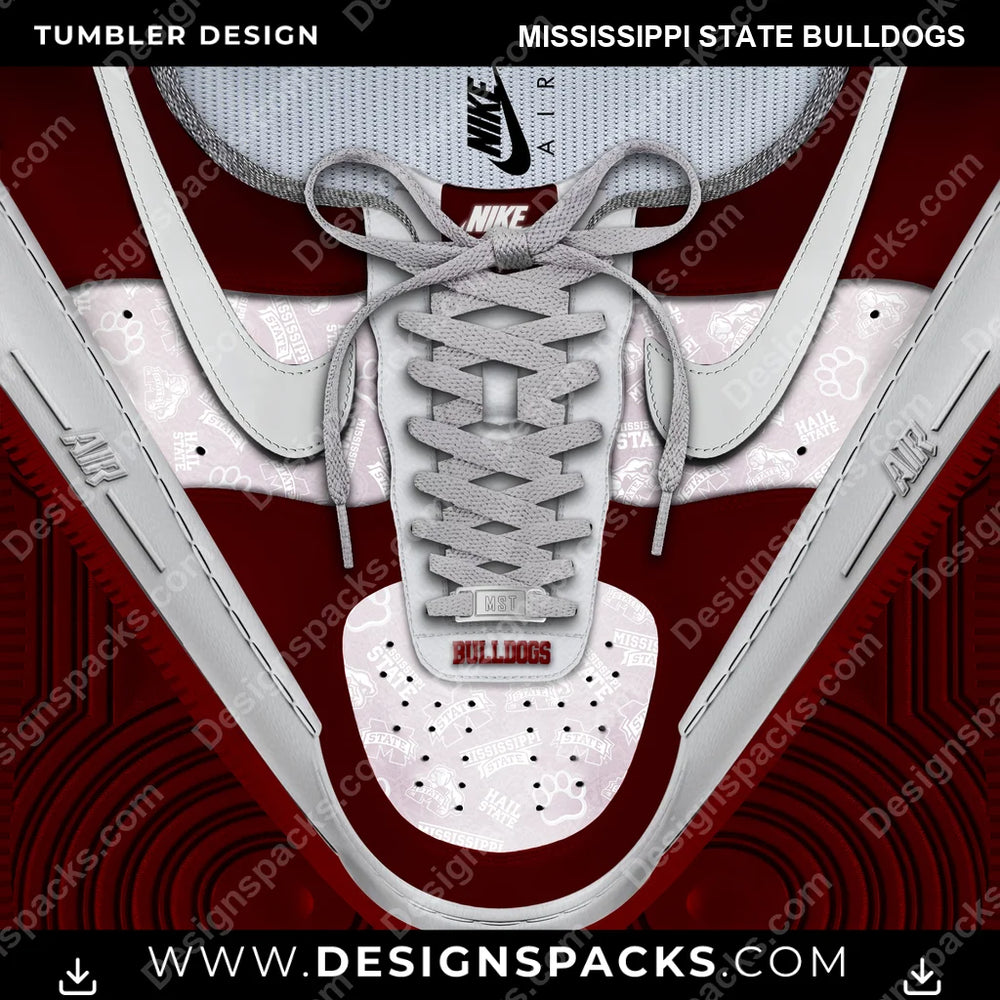 College Sport Nike AF1 Laces Mississippi State Bulldogs NCAA College Sport Tumbler Digital Wrap Design Download