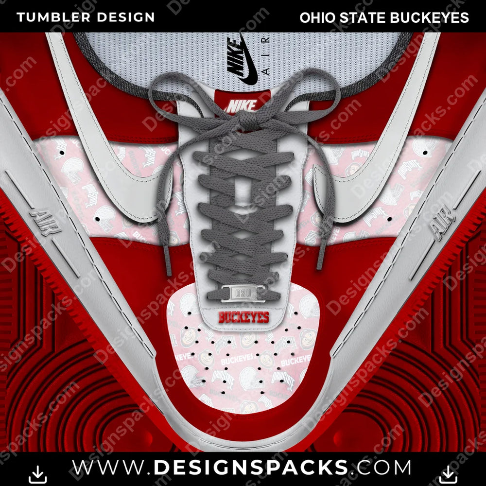 College Sport Nike AF1 Laces Ohio State Buckeyes NCAA College Sport Tumbler Digital Wrap Design Download