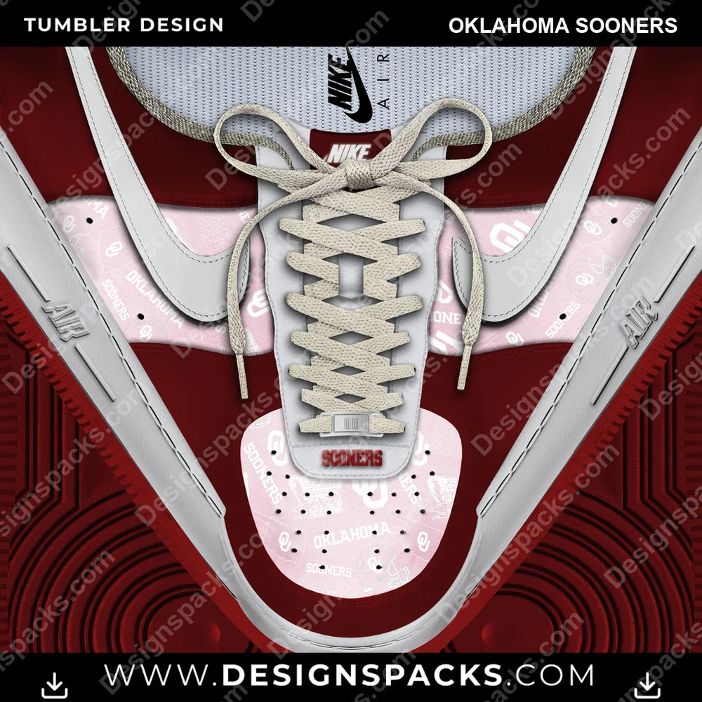 College Sport Nike AF1 Laces Oklahoma Sooners NCAA College Sport Tumbler Digital Wrap Design Download