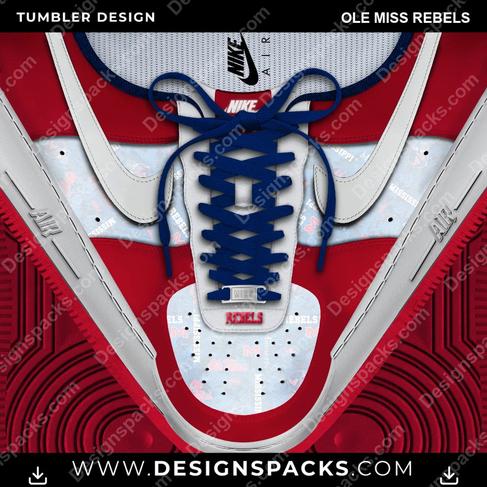 College Sport Nike AF1 Laces Ole Miss Rebels NCAA College Sport Tumbler Digital Wrap Design Download
