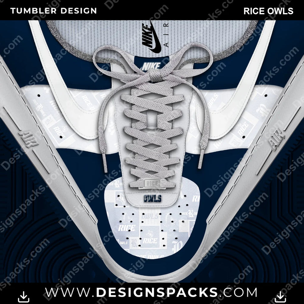 College Sport Nike AF1 Laces Rice Owls NCAA College Sport Tumbler Digital Wrap Design Download