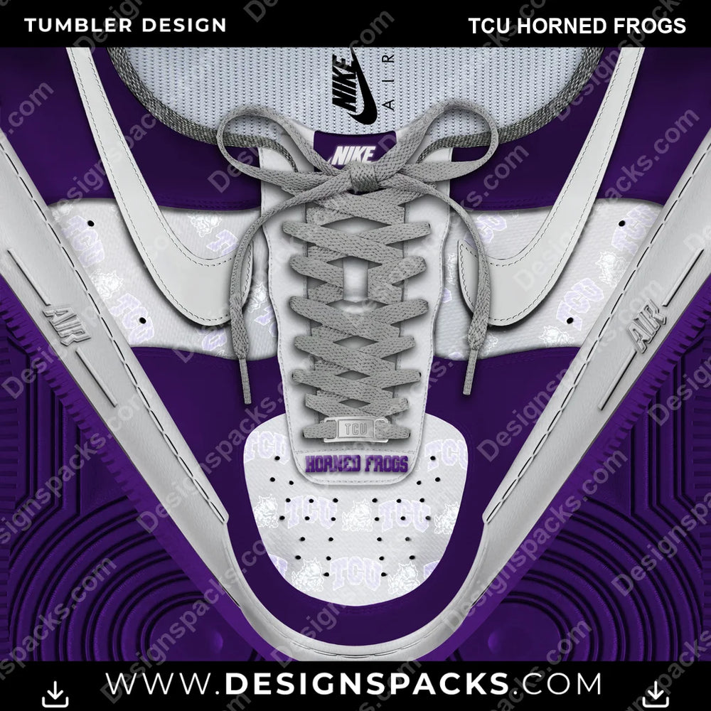 College Sport Nike AF1 Laces TCU Horned Frogs NCAA College Sport Tumbler Digital Wrap Design Download