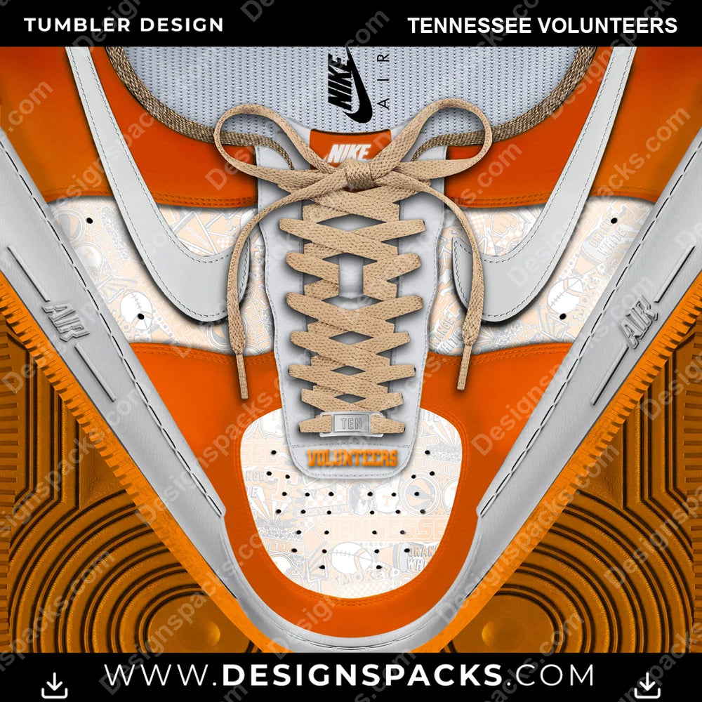College Sport Nike AF1 Laces Tennessee Volunteers NCAA College Sport Tumbler Digital Wrap Design Download