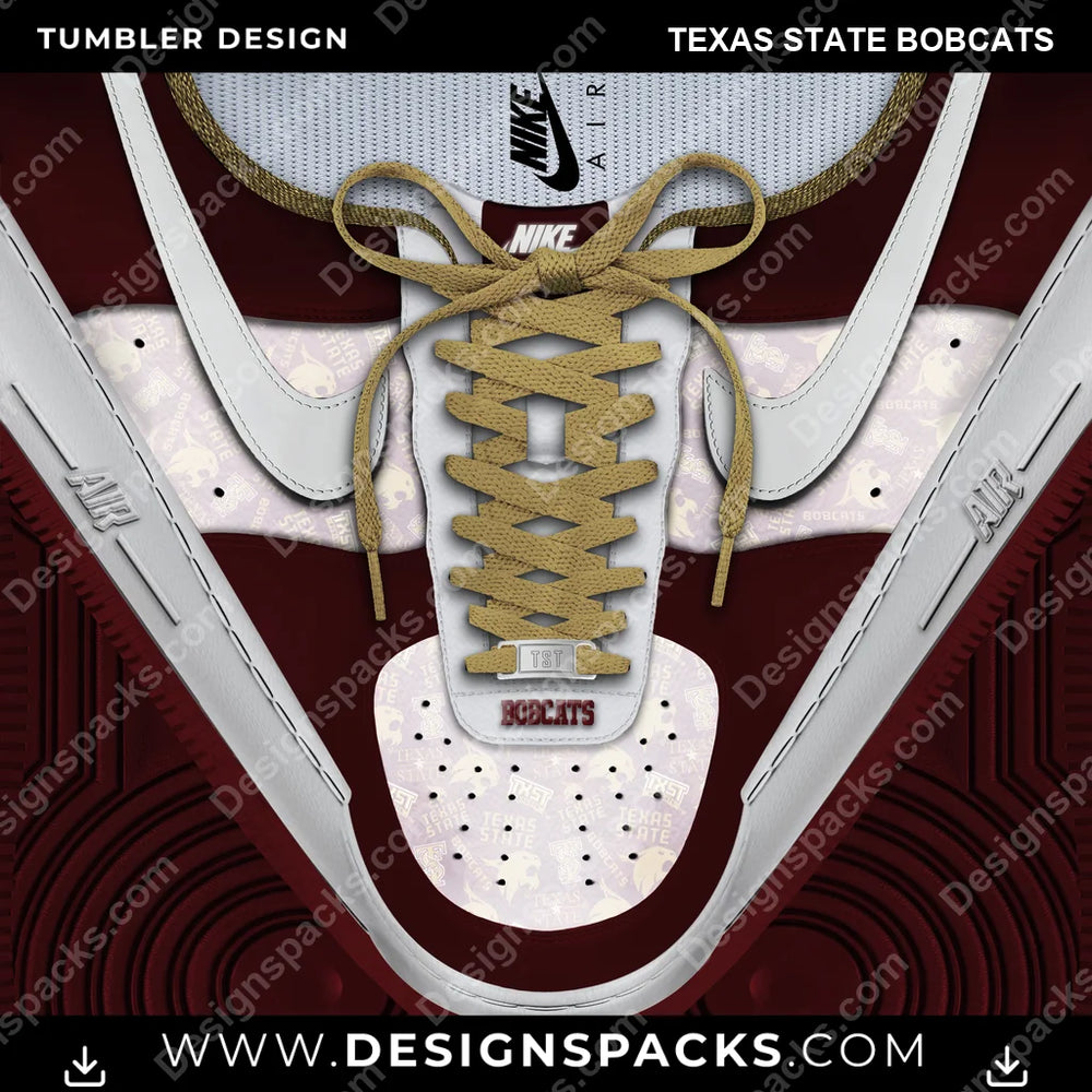 College Sport Nike AF1 Laces Texas State Bobcats NCAA College Sport Tumbler Digital Wrap Design Download