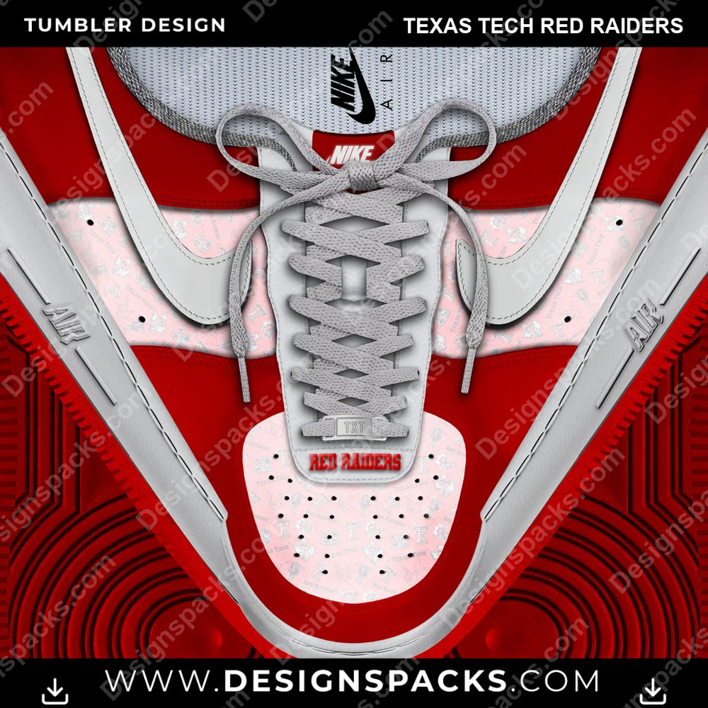 College Sport Nike AF1 Laces Texas Tech Red Raiders NCAA College Sport Tumbler Digital Wrap Design Download