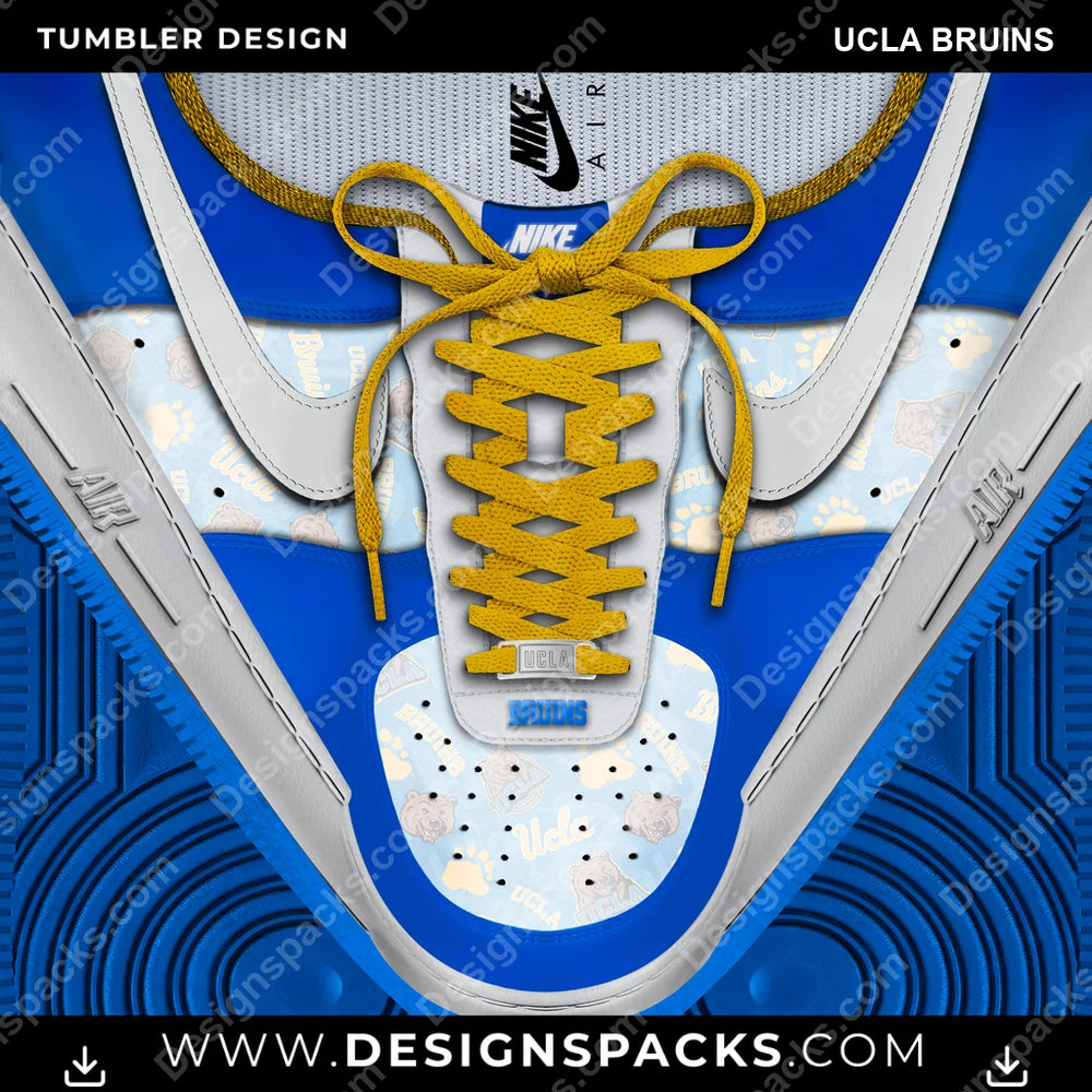 College Sport Nike AF1 Laces UCLA Bruins NCAA College Sport Tumbler Digital Wrap Design Download