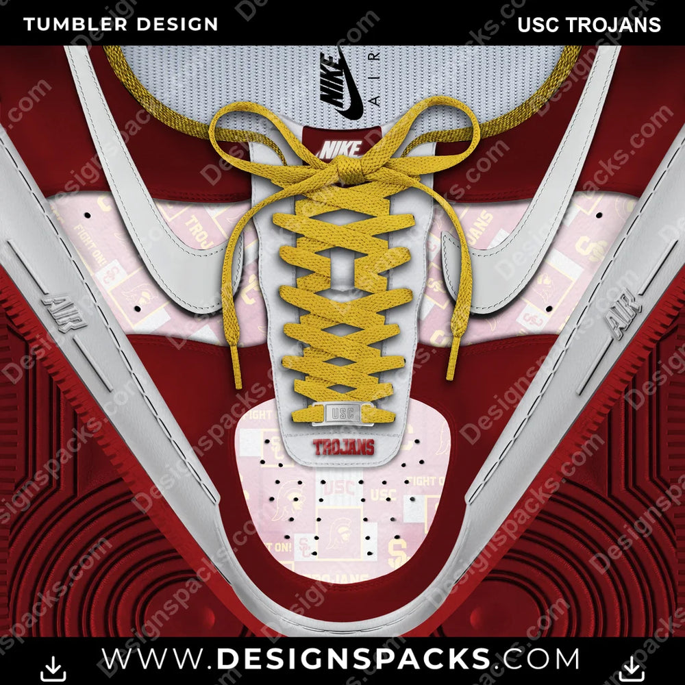 College Sport Nike AF1 Laces USC Trojans NCAA College Sport Tumbler Digital Wrap Design Download