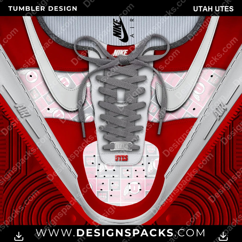 College Sport Nike AF1 Laces Utah Utes NCAA College Sport Tumbler Digital Wrap Design Download