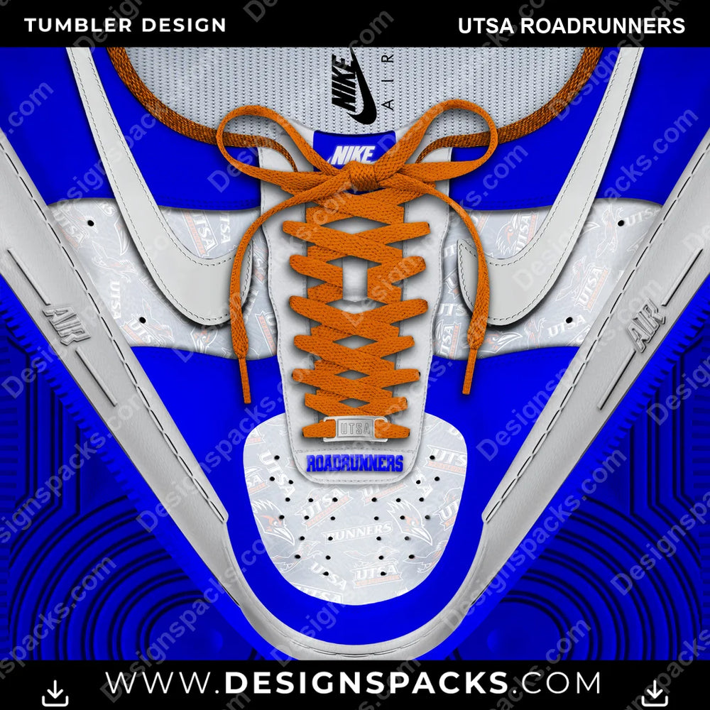 College Sport Nike AF1 Laces UTSA Roadrunners NCAA College Sport Tumbler Digital Wrap Design Download
