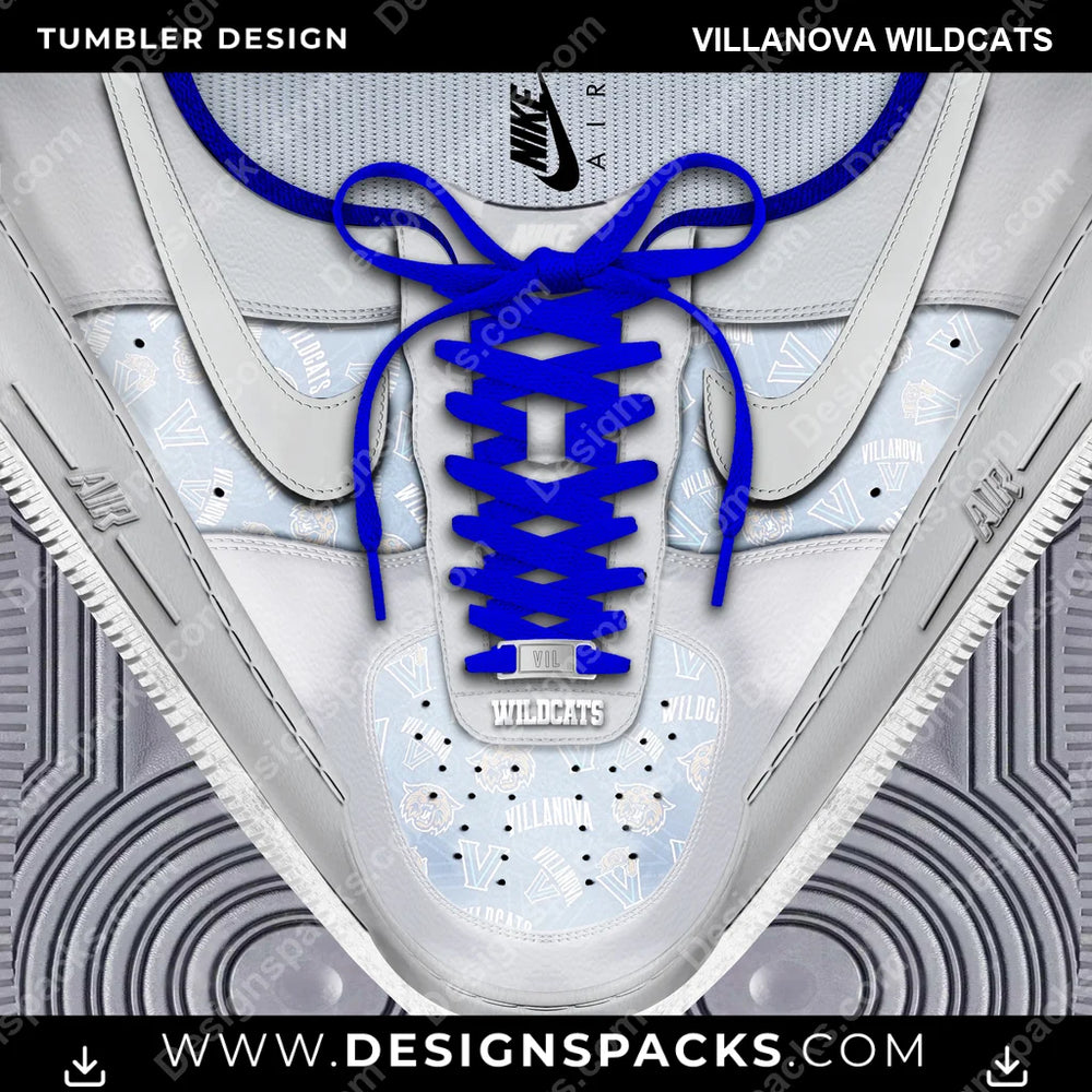 College Sport Nike AF1 Laces Villanova Wildcats NCAA College Sport Tumbler Digital Wrap Design Download