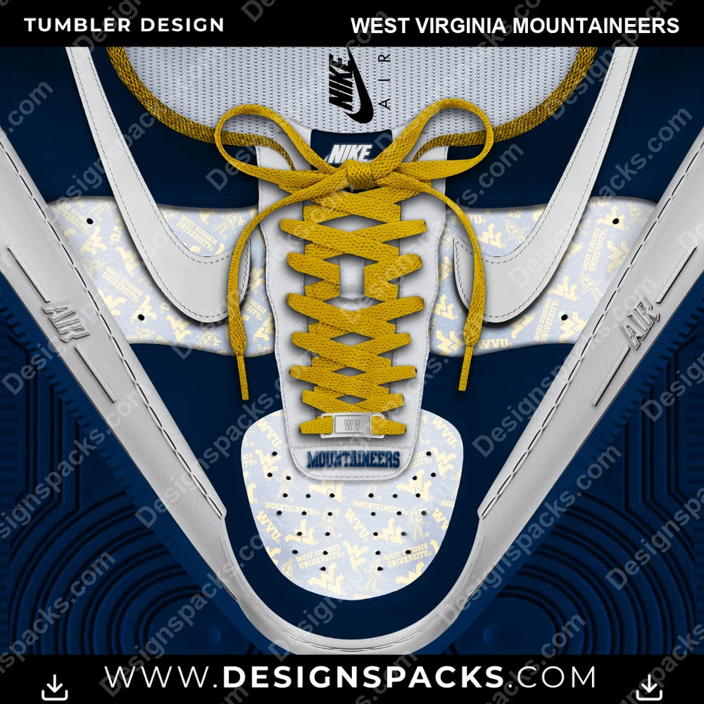 College Sport Nike AF1 Laces West Virginia Mountaineers NCAA College Sport Tumbler Digital Wrap Design Download
