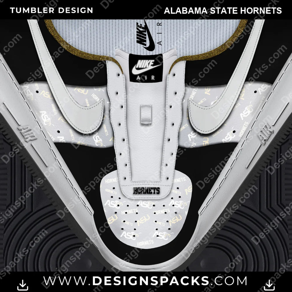 College Sport Nike AF1 No Laces Alabama State Hornets NCAA College Sport Tumbler Digital Wrap Design Download