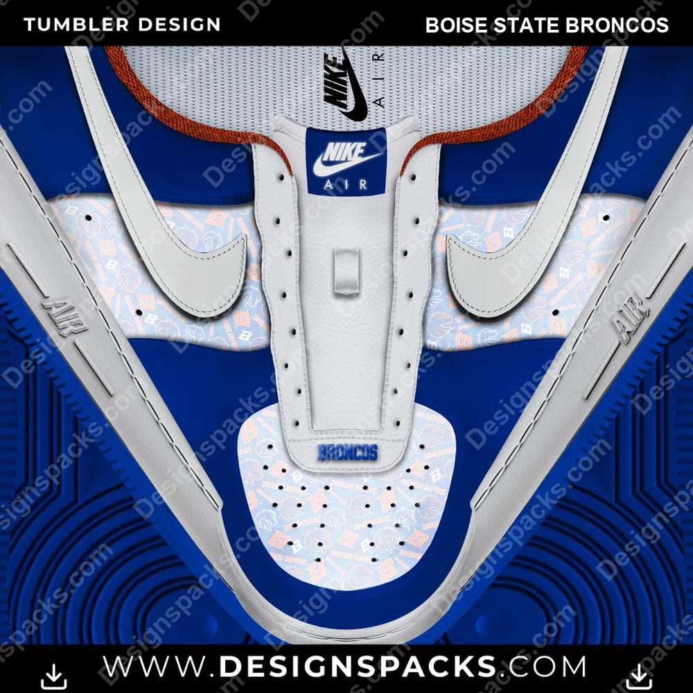 College Sport Nike AF1 No Laces Boise State Broncos NCAA College Sport Tumbler Digital Wrap Design Download