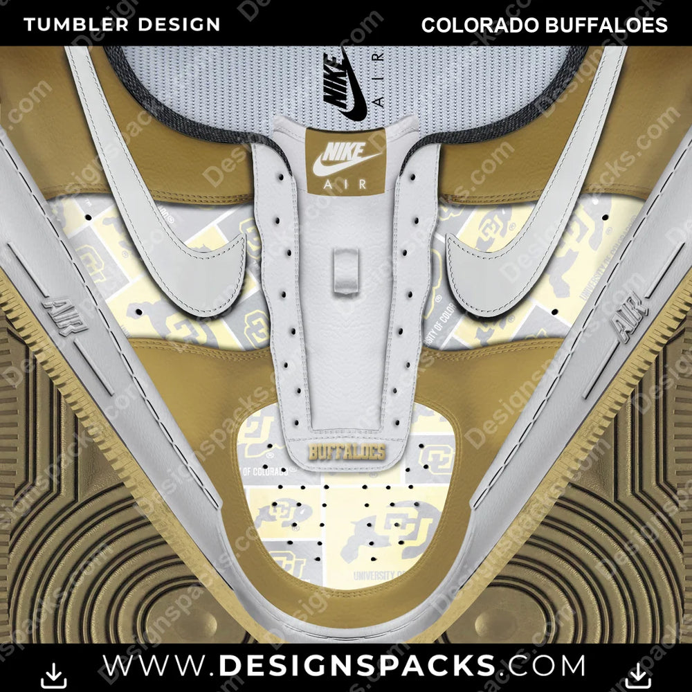 College Sport Nike AF1 No Laces Colorado Buffaloes NCAA College Sport Tumbler Digital Wrap Design Download