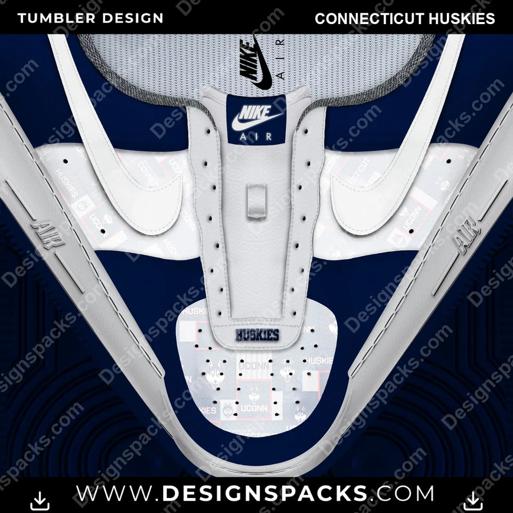 College Sport Nike AF1 No Laces Connecticut Huskies NCAA College Sport Tumbler Digital Wrap Design Download