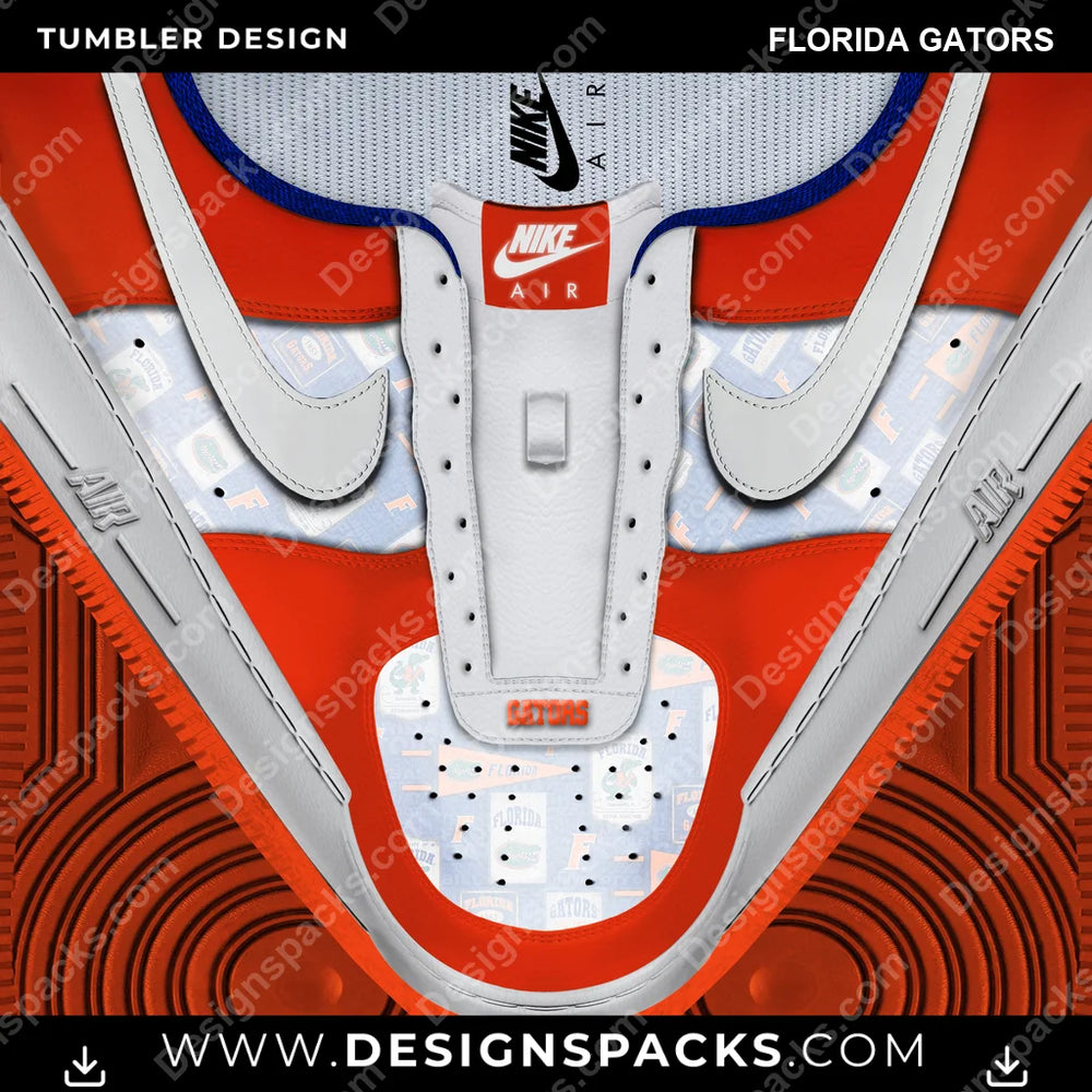 College Sport Nike AF1 No Laces Florida Gators NCAA College Sport Tumbler Digital Wrap Design Download
