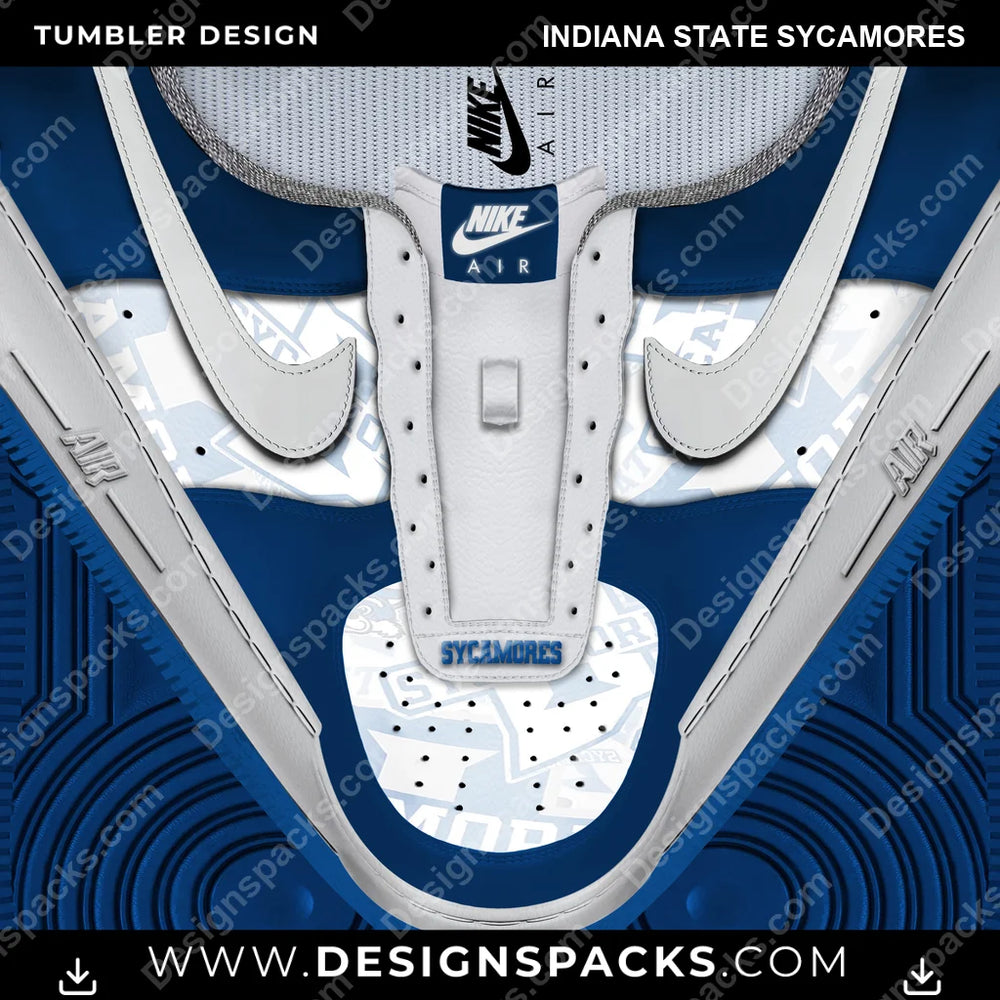 College Sport Nike AF1 No Laces Indiana State Sycamores NCAA College Sport Tumbler Digital Wrap Design Download