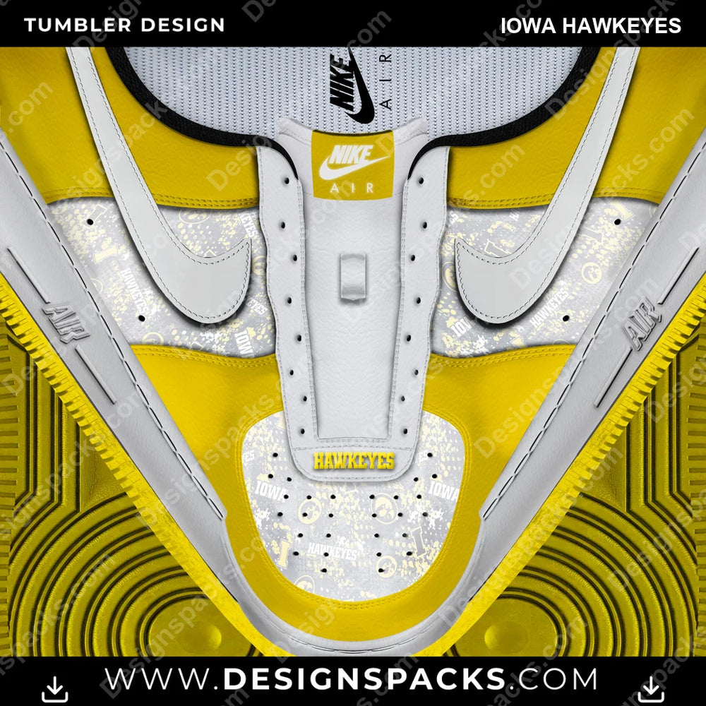College Sport Nike AF1 No Laces Iowa Hawkeyes NCAA College Sport Tumbler Digital Wrap Design Download