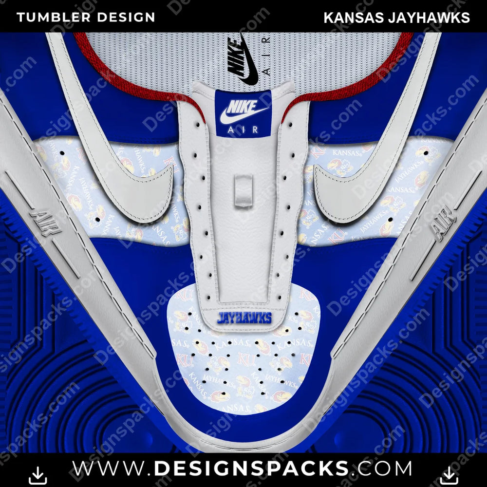 College Sport Nike AF1 No Laces Kansas Jayhawks NCAA College Sport Tumbler Digital Wrap Design Download
