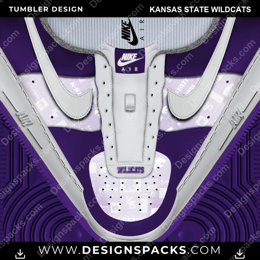 College Sport Nike AF1 No Laces Kansas State Wildcats NCAA College Sport Tumbler Digital Wrap Design Download