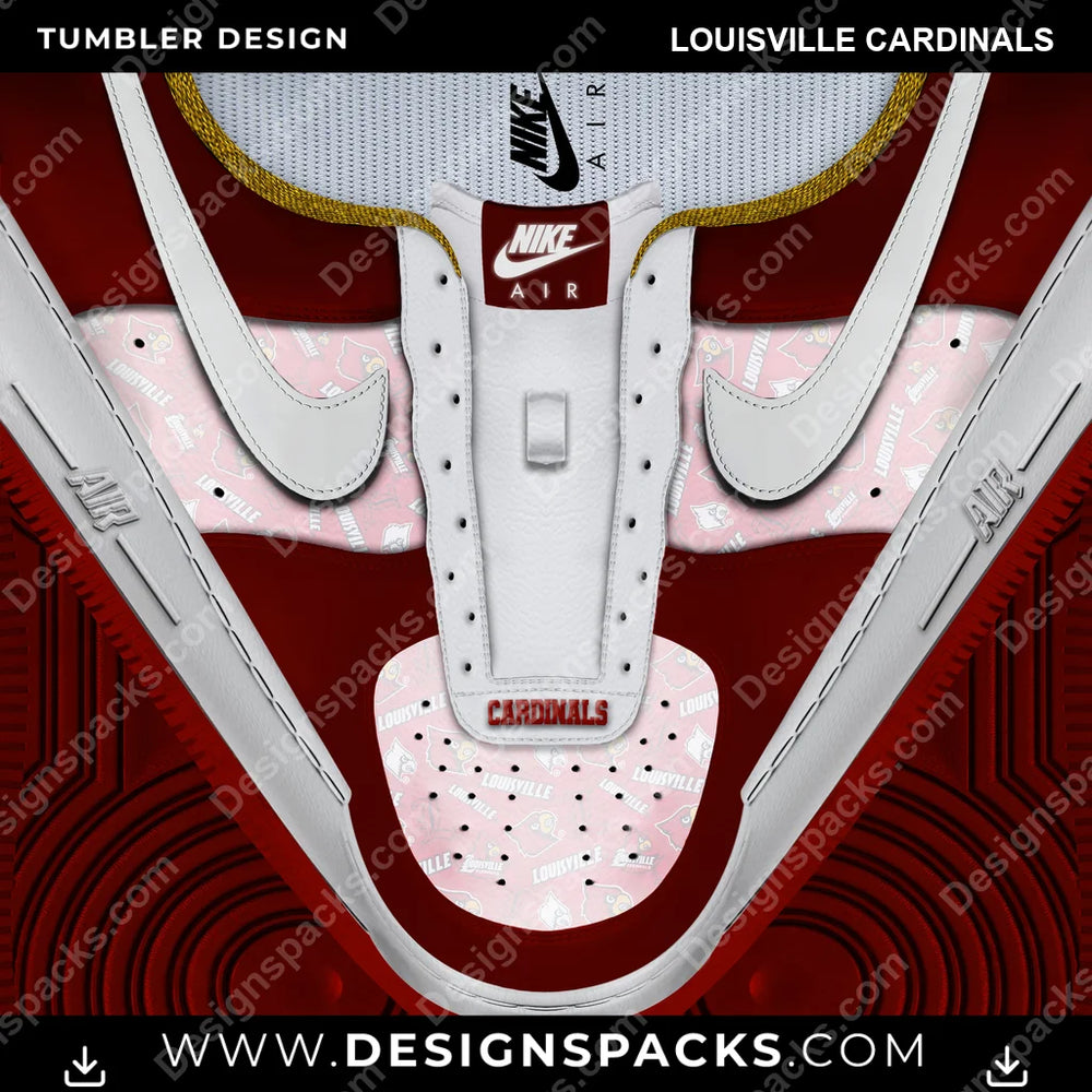 College Sport Nike AF1 No Laces Louisville Cardinals NCAA College Sport Tumbler Digital Wrap Design Download