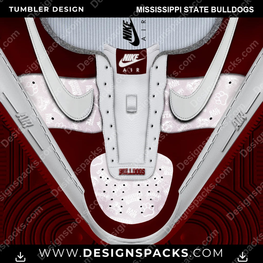 College Sport Nike AF1 No Laces Mississippi State Bulldogs NCAA College Sport Tumbler Digital Wrap Design Download