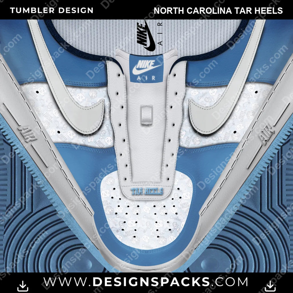 College Sport Nike AF1 No Laces North Carolina Tar Heels NCAA College Sport Tumbler Digital Wrap Design Download