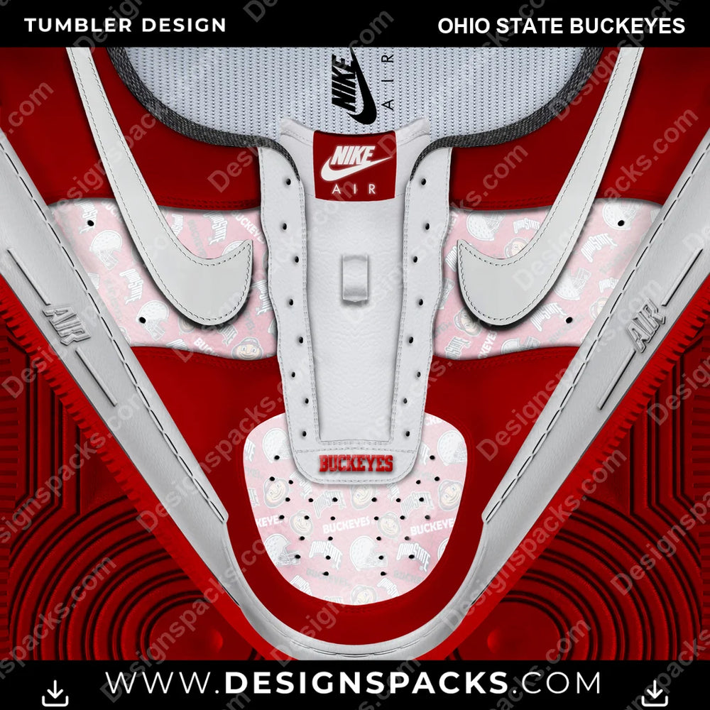 College Sport Nike AF1 No Laces Ohio State Buckeyes NCAA College Sport Tumbler Digital Wrap Design Download