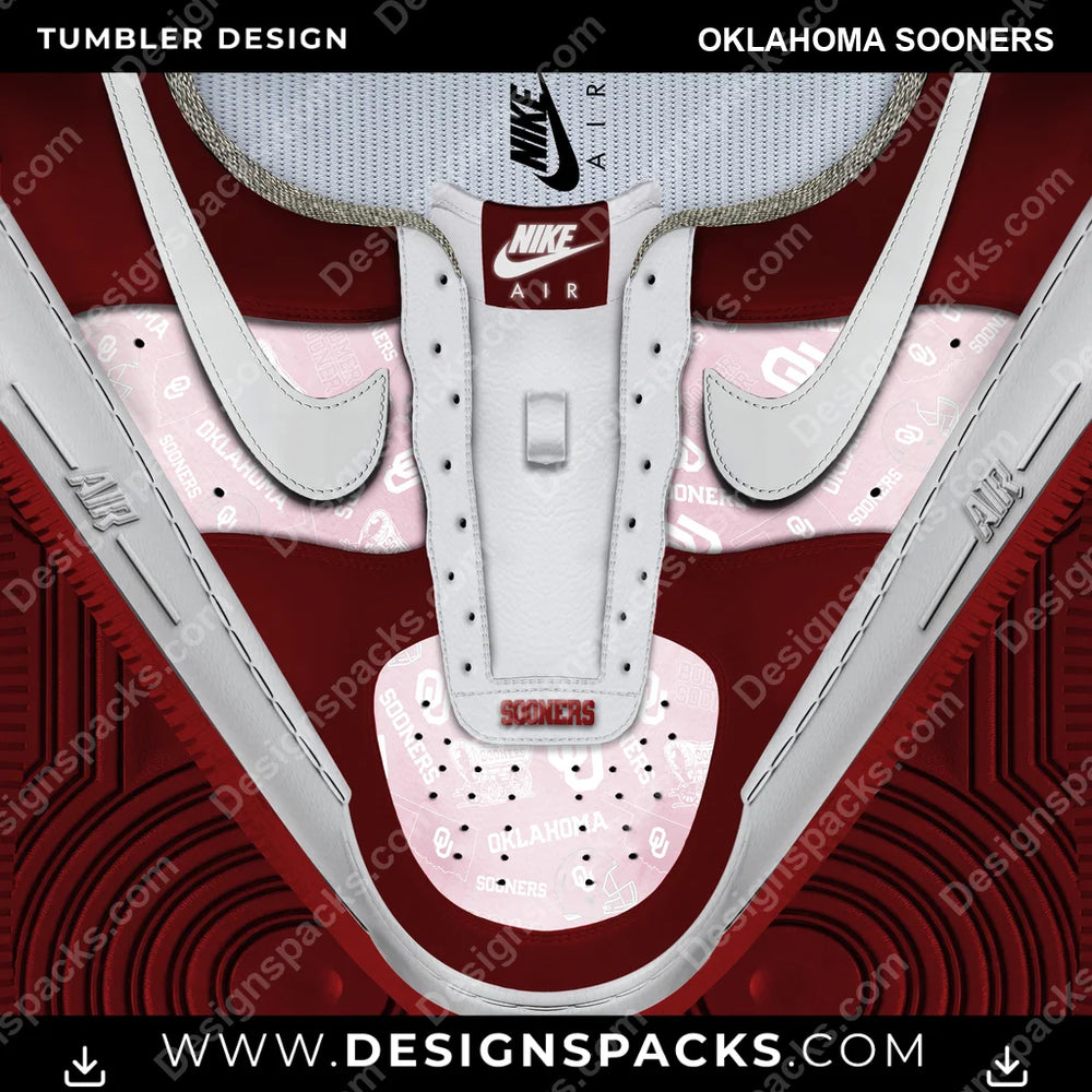 College Sport Nike AF1 No Laces Oklahoma Sooners NCAA College Sport Tumbler Digital Wrap Design Download