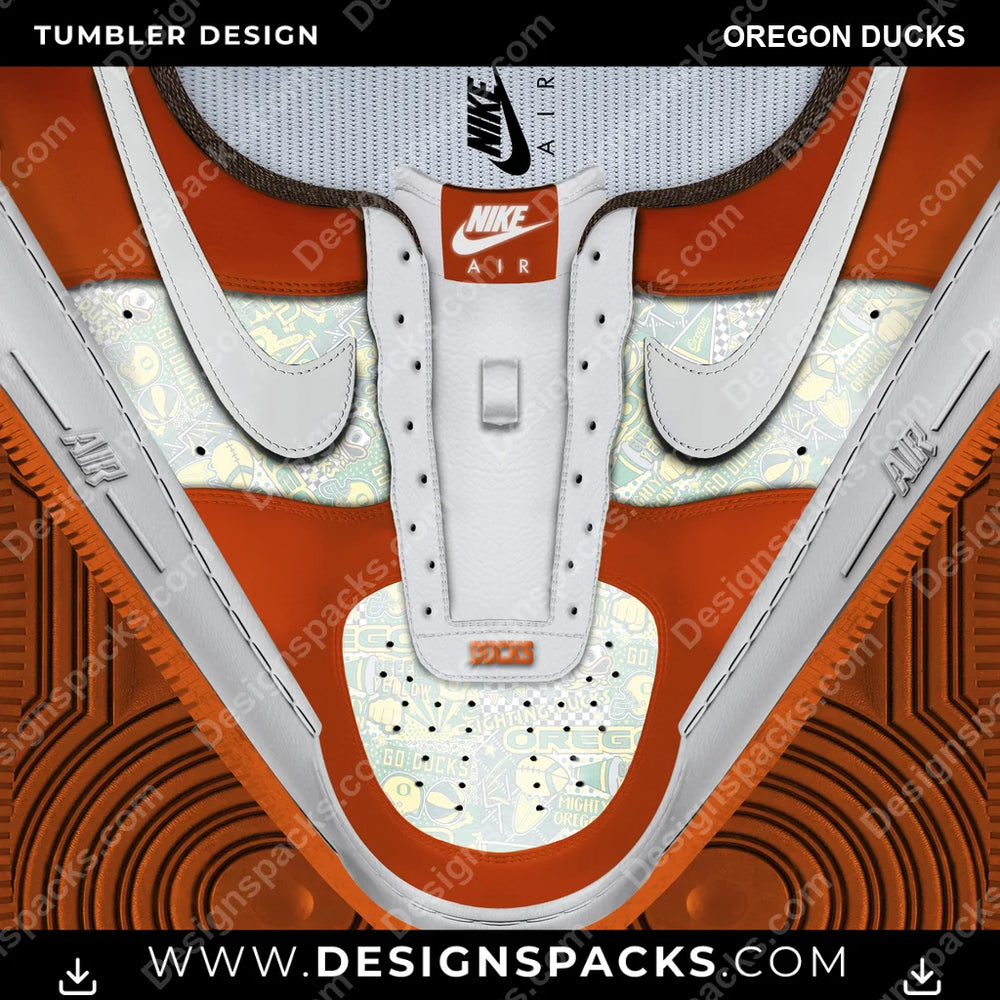 College Sport Nike AF1 No Laces Oregon Ducks NCAA Tumbler Digital Wrap Design Download