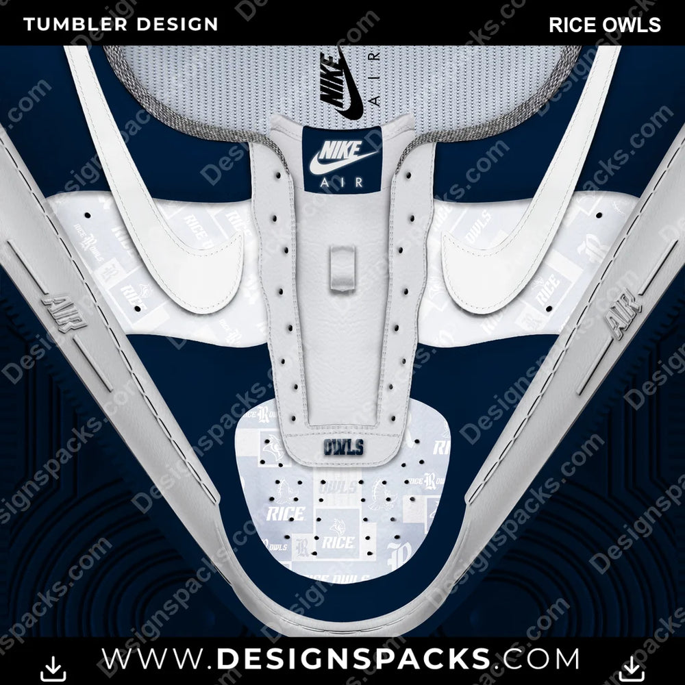 College Sport Nike AF1 No Laces Rice Owls NCAA College Sport Tumbler Digital Wrap Design Download