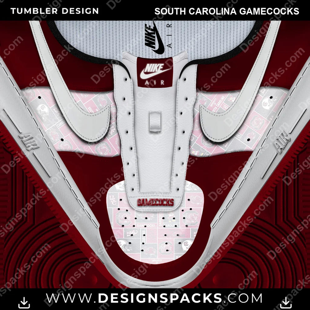 College Sport Nike AF1 No Laces South Carolina Gamecocks NCAA College Sport Tumbler Digital Wrap Design Download