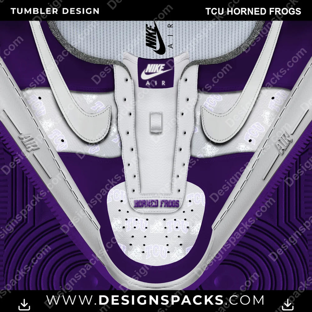 College Sport Nike AF1 No Laces TCU Horned Frogs NCAA College Sport Tumbler Digital Wrap Design Download